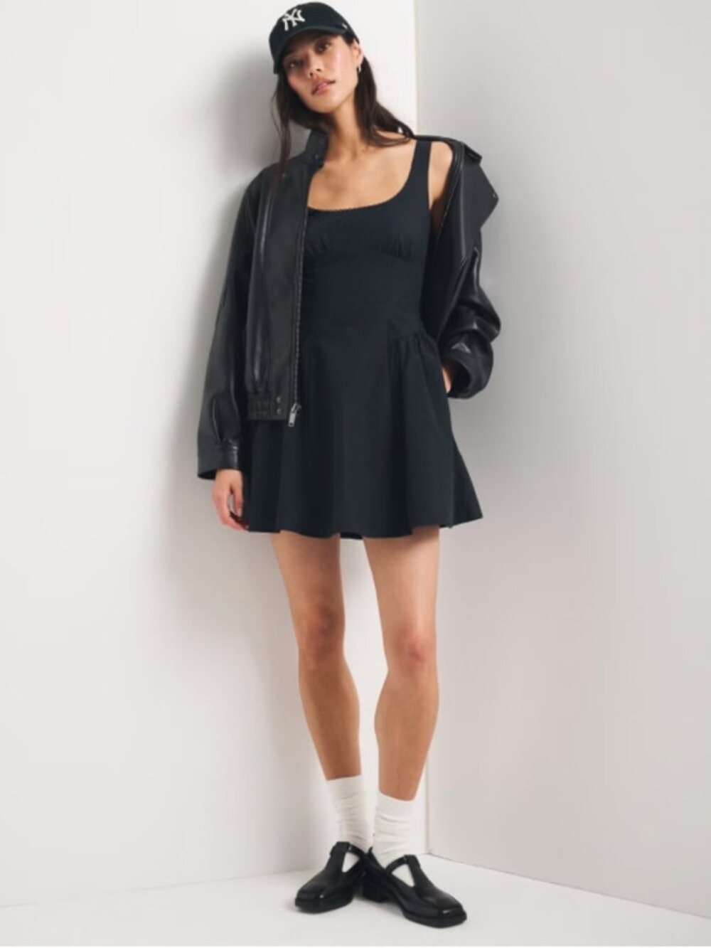 Black Abercrombie & Fitch 100% Cotton A&F Bra-Free Dylan Mini Dress (XS Regular)